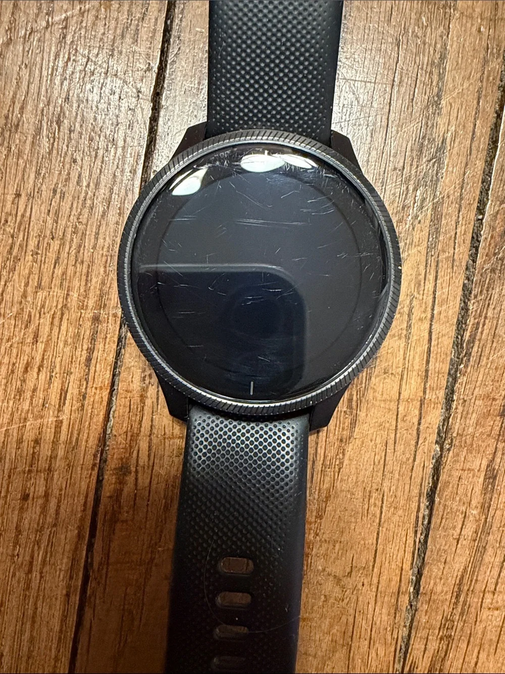 Garmin Venu 2 Black Round GPS Smartwatch with Textured Silicone Band and Charger